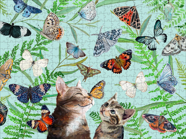 Amis papillons et chatons | Puzzle de 500 pièces