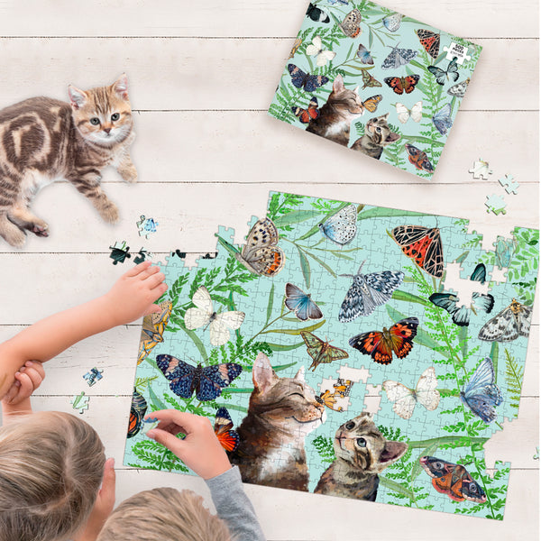 Amis papillons et chatons | Puzzle de 500 pièces