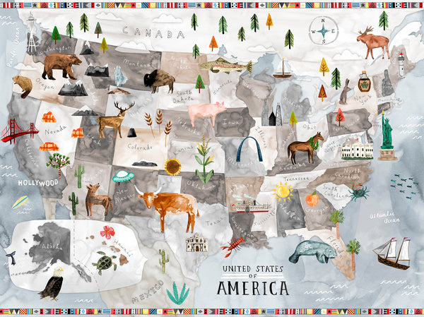 Watercolor USA Map | 500 Piece Jigsaw Puzzle