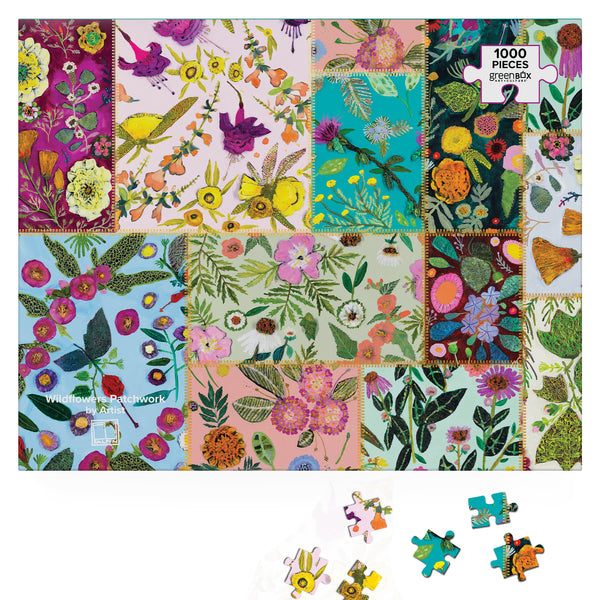 Wildflowers Patchwork | 1000 Piece Metallic Foil Embellished Jigsaw Puzzle