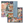 Puzzle box with a Christmas-themed illustration overtop the box holding many puzzle pieces.