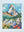 Jigsaw puzzle with artwork of a mountain (the Matterhorn) and floral design on a light blue background