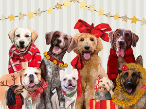 Paquete de mascotas festivas | Dos rompecabezas de 500 piezas con adornos metálicos