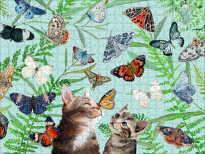 Mariposa y gatitos amigos | Rompecabezas de 500 piezas