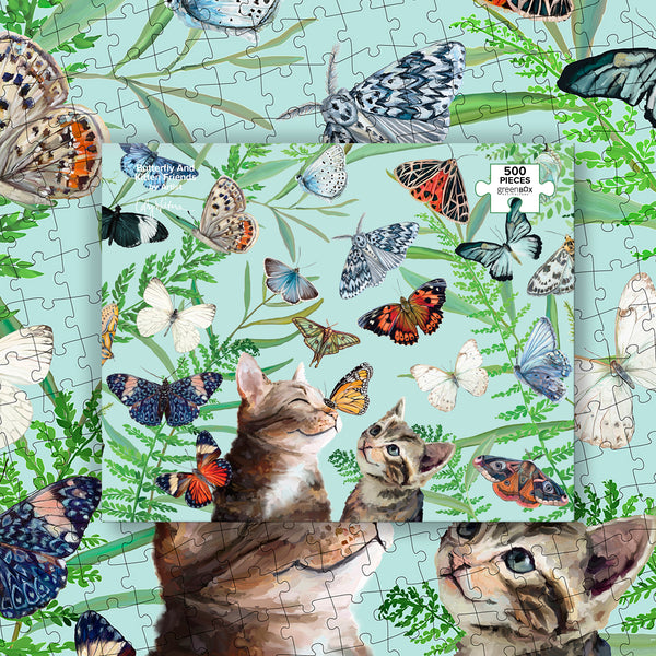 Butterfly & Kitten Friends | 500 Piece Jigsaw Puzzle