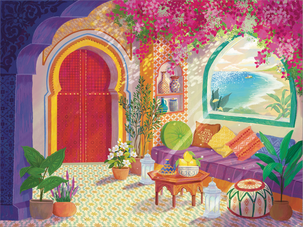 Moroccan Retreat | 500-Pieces with art by Laila Ramadhani