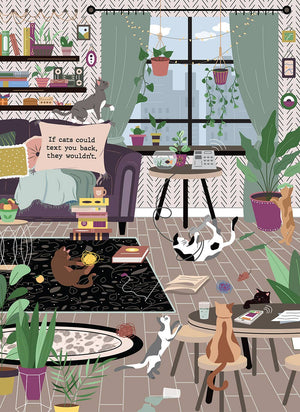 Chats qui envoient des textos | Puzzle de 1000 pièces au toucher doux
