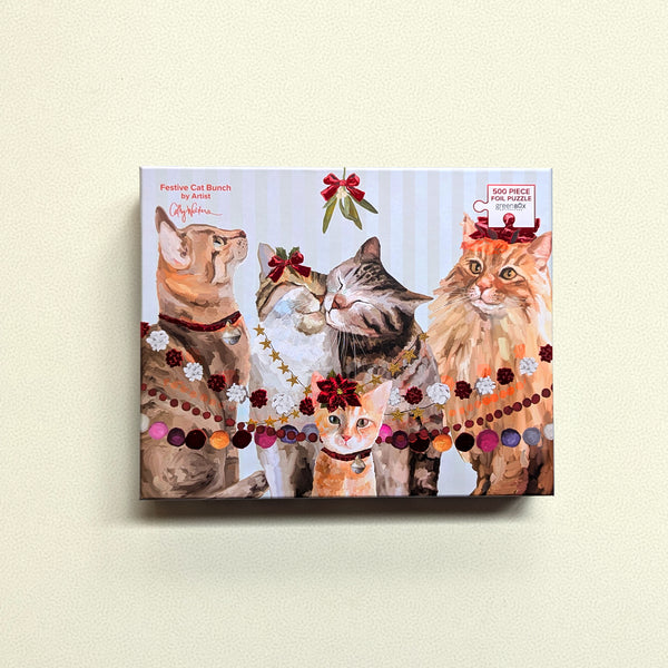 Festive Cat Bunch | 500 Piece Metallic Foil Embellished Jigsaw Puzzle