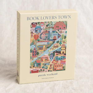 Puzzle box titled 'Book Lovers Town' with a colorful illustration of a town on the cover.