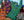 Close up detail of several colorful cats made up of different patterns