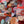 Close up of puzzle details showing colorful abstract artwork of logs created with circular patterns and vibrant colors